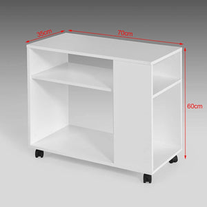 Beistelltisch mit Rollen | Druckertisch | Couchtisch Weiss FBT34-W
