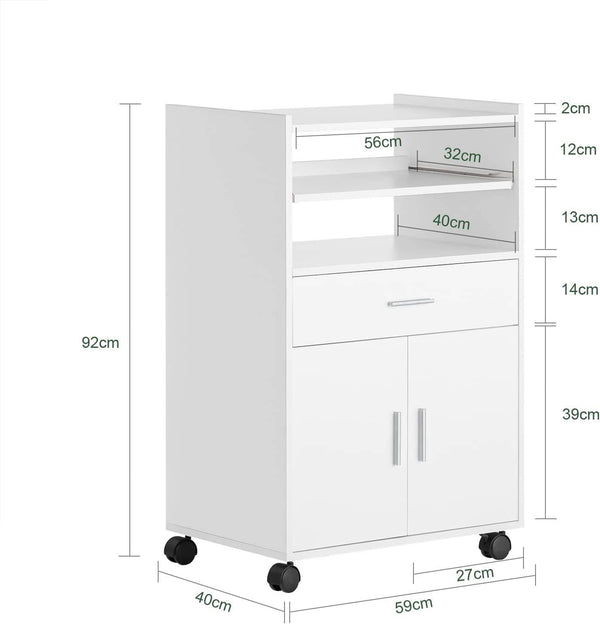 Küchenschrank | Mikrowellenschrank | Rollschrank Weiss FSB09-W