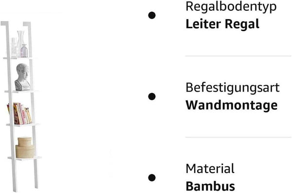 Leiterregal | Treppenregal | Badregal Weiss FRG15-W