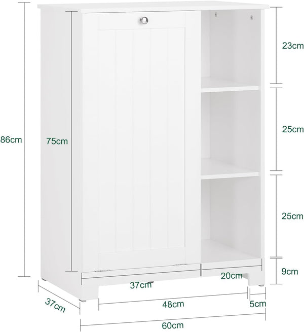 Wäscheschrank mit Wäschesack | Wäschesammler | Wäschekorb | Weiss BZR105-W