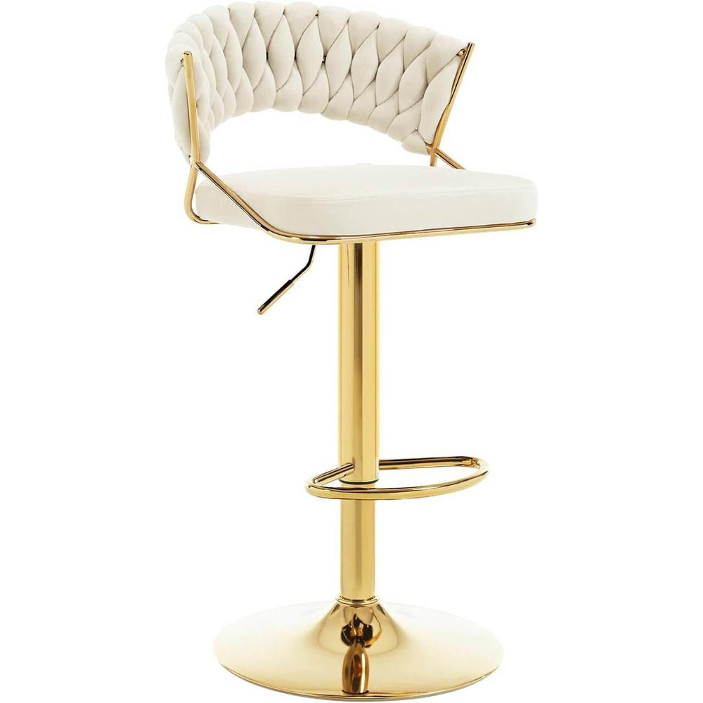 Barhocker höhenverstellbar Samt Metall Gold Creme