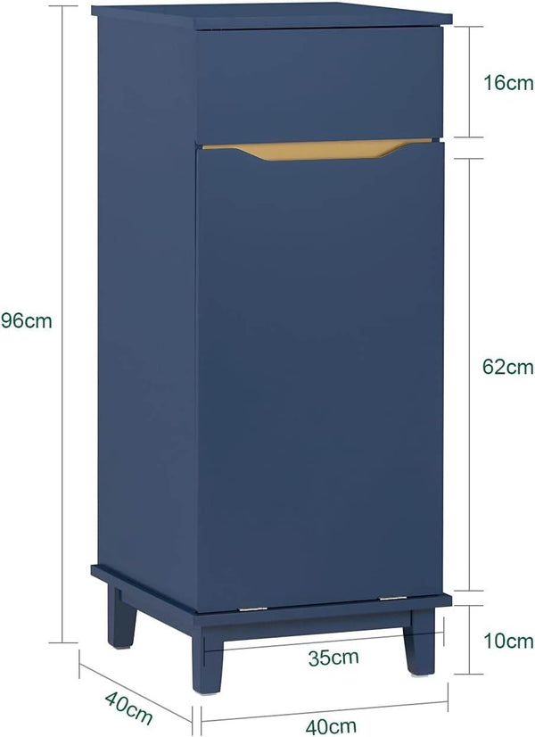 Wäscheschrank mit Wäschesack | Wäschesammler | Wäschekorb | Blau | BZR114-B