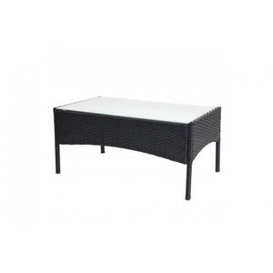 Poly-Rattan Gartentisch Halden, Beistelltisch Tisch mit Glasplatte ~ anthrazit
