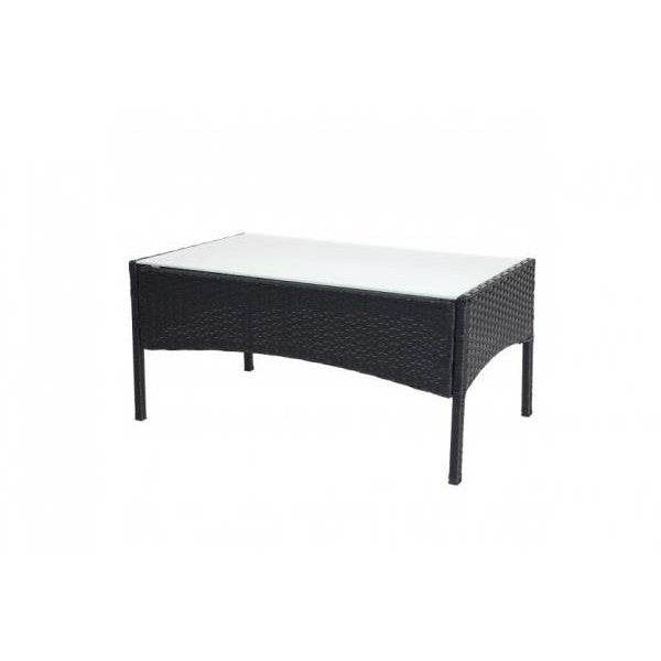 Poly-Rattan Gartentisch Halden, Beistelltisch Tisch mit Glasplatte ~ anthrazit