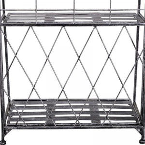 Pflanzregal Blumenregal 3 x Ebene Metall Klappbar Silbergrau