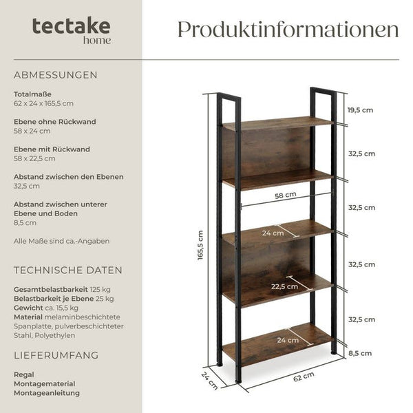 Regal Westport Industrial Holz dunkel, rustikal