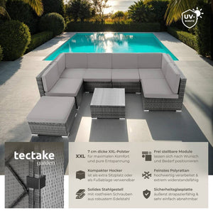 Rattan Lounge Venedig grau