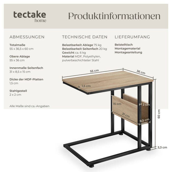 Beistelltisch Wigan Industrial Holz hell, Eiche Sonoma