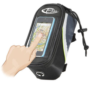 Fahrradtasche mit Rahmen-Befestigung für Smartphones schwarz/grau/grün 18 x 8,5 x 8,5 cm