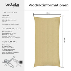Sonnensegel Sunny Sand 2 x 4 m