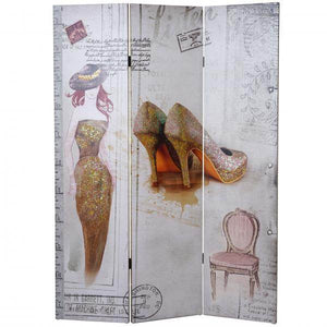 Foto-Paravent Vintage, Raumteiler Trennwand, Glitzer Retro Fashion FSC-zertifiziert ~ 180x120cm