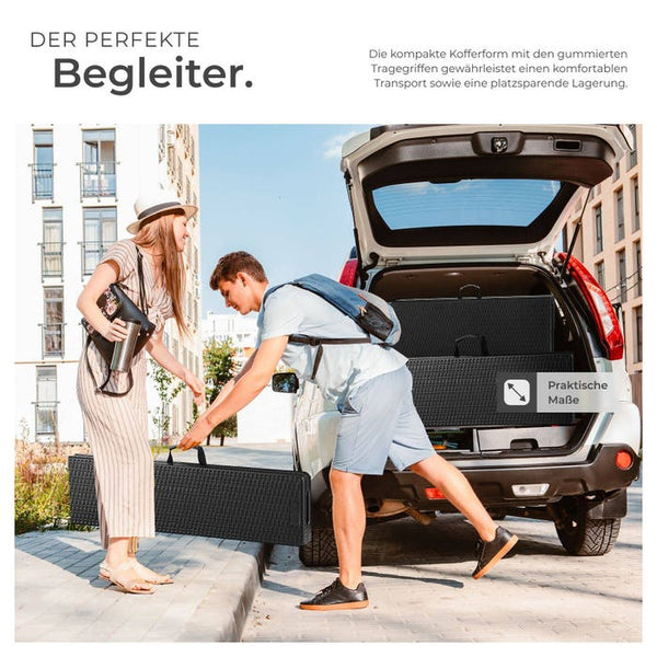 Campingtischgarnitur klappbar schwarz-Rattanoptik