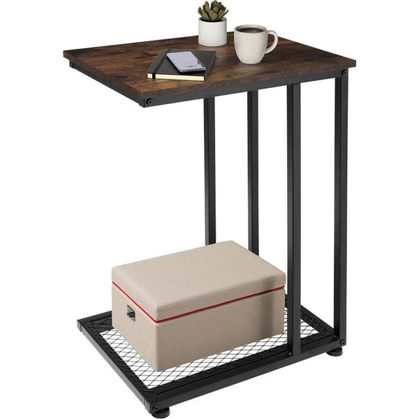 Eton Industrial side table, dark wood, rustic