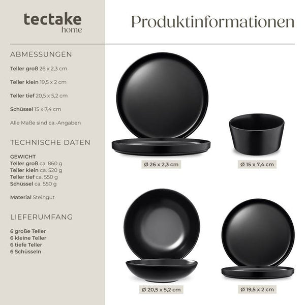Küchenstarterset Una/Parma schwarz 41-tlg.
