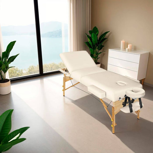 3 Zonen Massageliege-Set beige