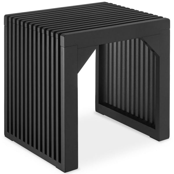 Hocker Ribb Lamellenoptik schwarz 45 x 35 x 43 cm