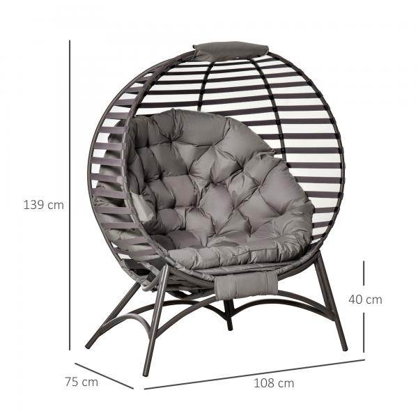 Papasansessel Loungesessel faltbar Korb-Stuhl oval Sandbraun