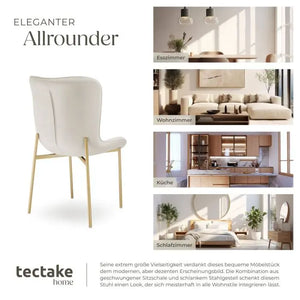 Polsterstuhl Tessa Samtoptik beige/gold 2er Set