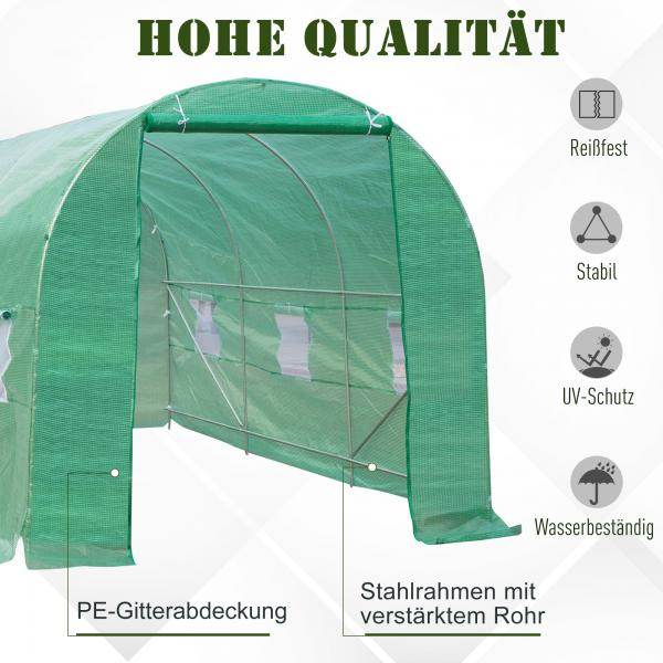 Foliengewächshaus Treibhaus Frühbeet 4,5 x 2 x 2 m | Grün