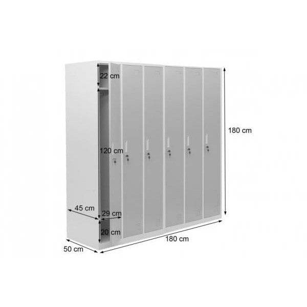 Schliessfach, Spind Umkleidekabine Schliessfachschrank, Metall 6 Fächer