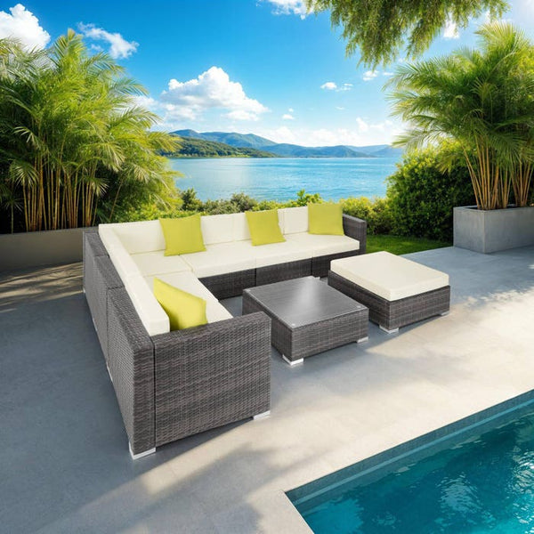 Rattan Loungeset Marbella - grau