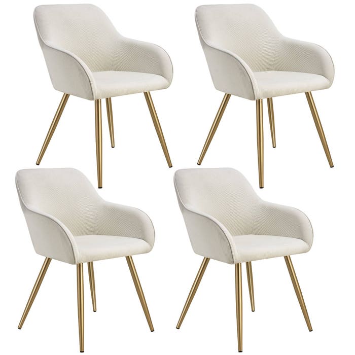 Chaise Marilyn, crème/or, lot de 4