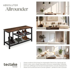 Schuhregal Taunton Industrial Holz dunkel, rustikal 80 x 30 x 45,5 cm