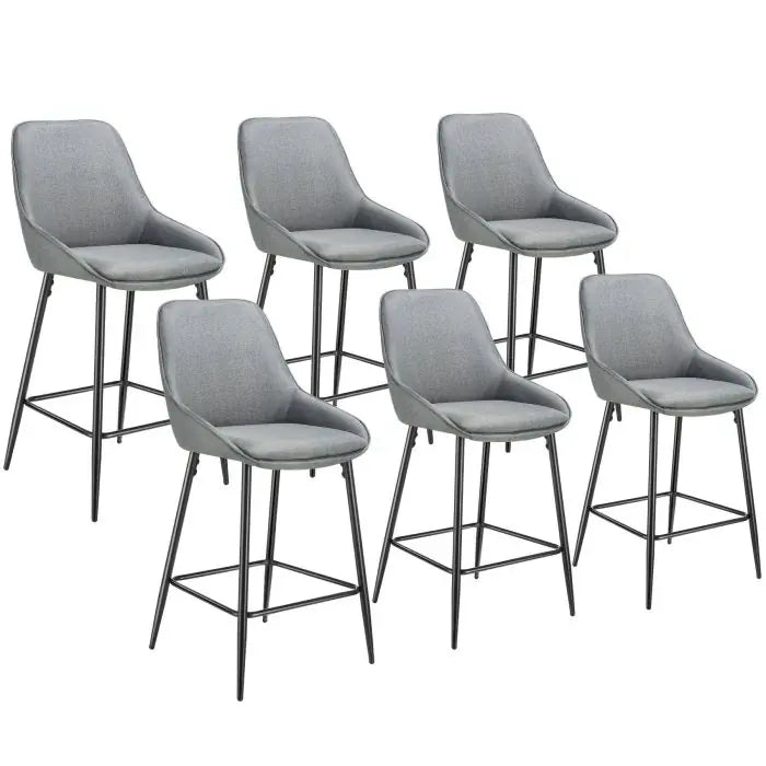 Thekenstuhl Siera Webstoff grau/schwarz 6er Set