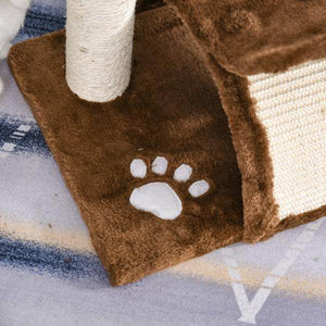 Katzenkratzbaum Spielbaum Kratzbaum Katzen mit Ball Braun L40 x B30 x H43 cm