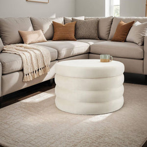 Sitzhocker mit Stauraum Altu XL Samtoptik creme-weiß