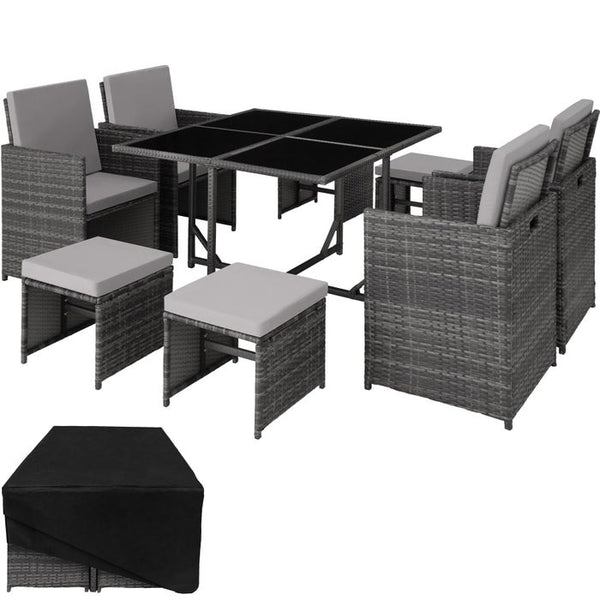 Rattan Sitzgruppe Bilbao 4+4+1, grau