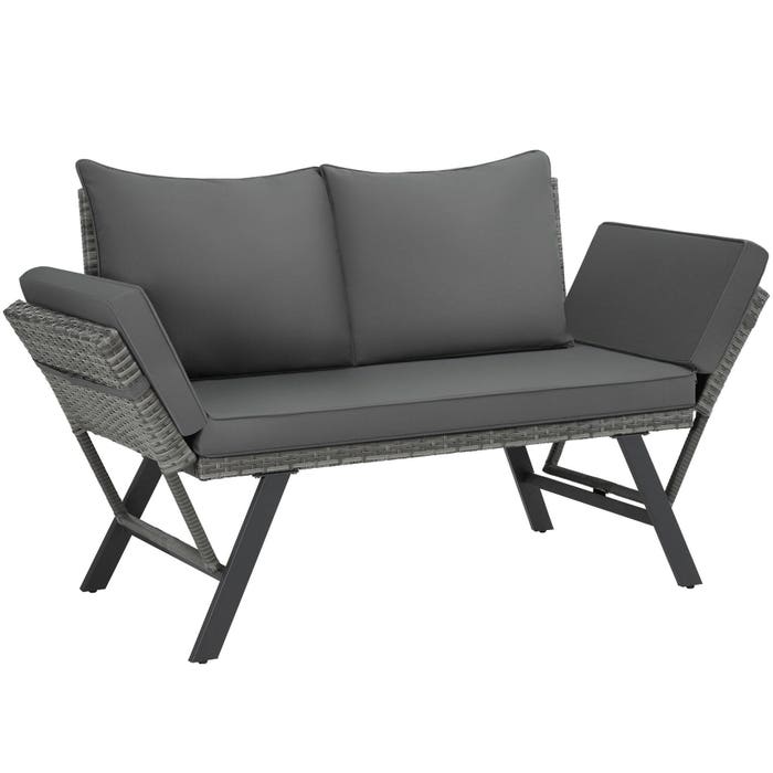 Sintra rattan lounge sofa, grey 