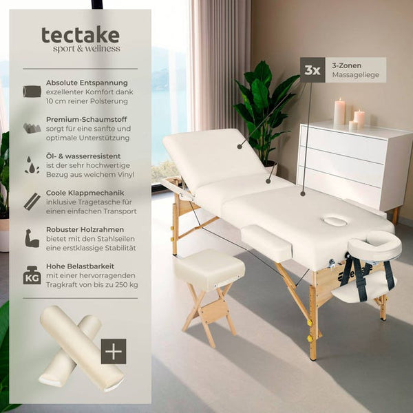 3 Zonen Massageliege-Set beige