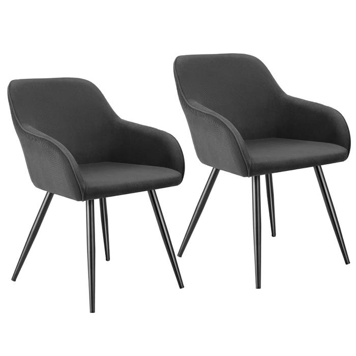 Chaise Marilyn, anthracite/noir, lot de 2