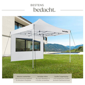 Faltbarer Garten Pavillon 3x3m mit 4 Seitenteilen weiss
