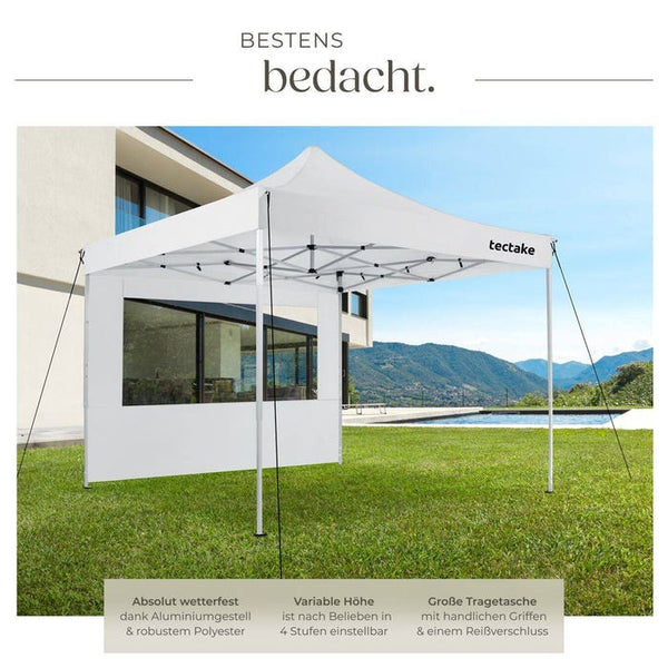 Faltbarer Garten Pavillon 3x3m mit 4 Seitenteilen weiss