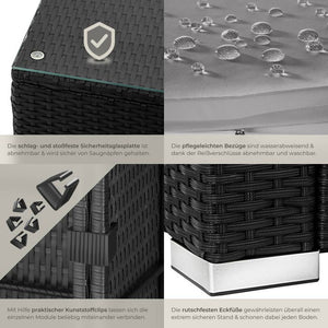 Rattan Lounge Milano schwarz/grau