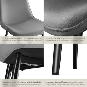 Ensemble de 8 chaises Monroe, aspect velours, grises 