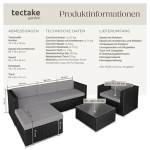 Rattan Lounge Milano schwarz/grau