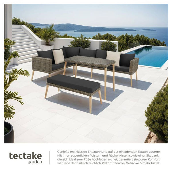 Rattan Lounge mit Aluminiumgestell Pula natur