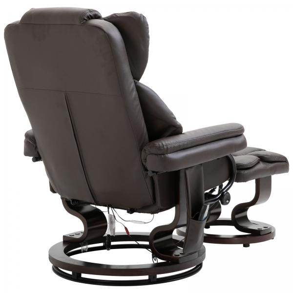 Massagesessel Relaxsessel mit Fusshocker Heizfunktion Kunstleder Braun