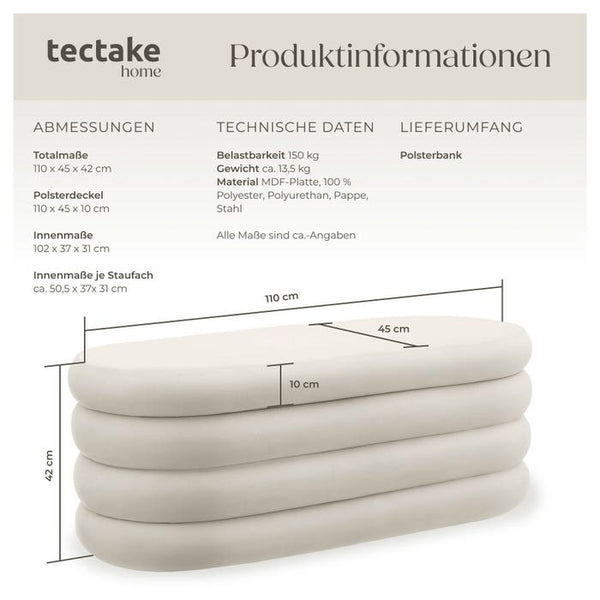 Polsterbank Altu Samtoptik creme-weiss