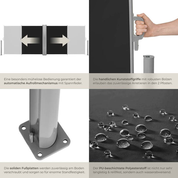 Aluminium Doppel Seitenmarkise schwarz 160 x 600 cm