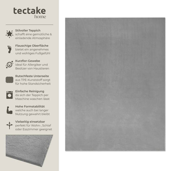 Short pile carpet Soft Zone gray 200 x 290 cm 