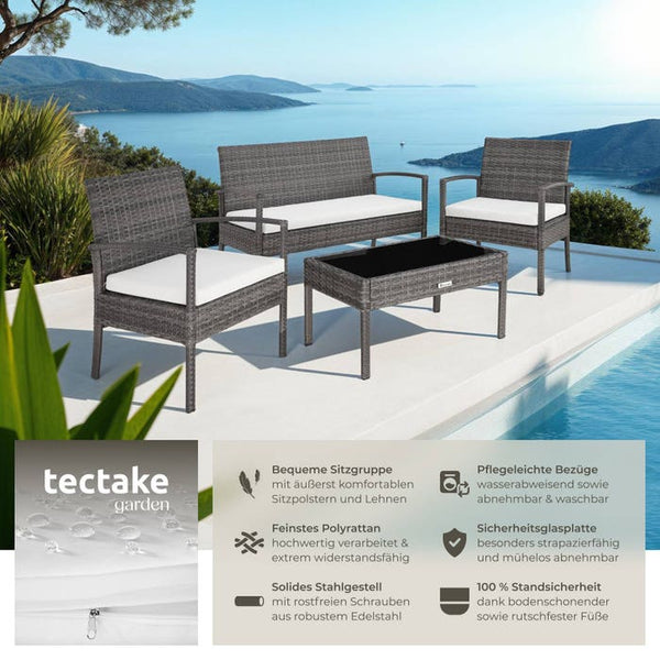 Rattan Sitzgruppe Sparta 3+1 grau