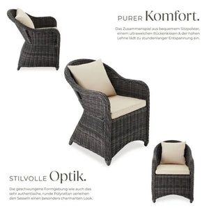 4er Set Aluminium Rattansessel