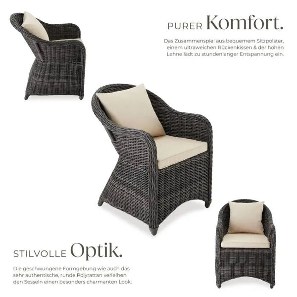 4er Set Aluminium Rattansessel
