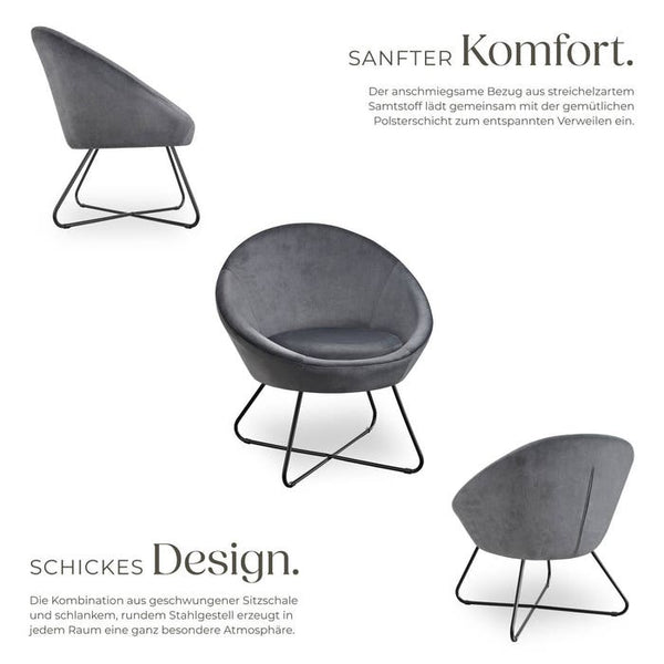 Cocktailsessel Centera Samtoptik anthrazit