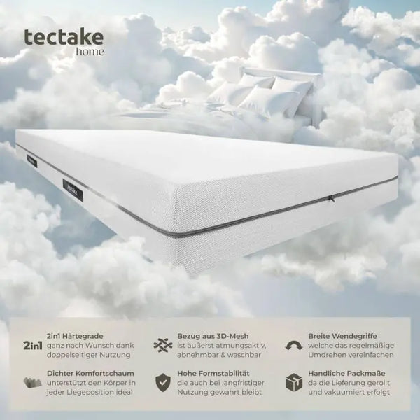 Matratze Sky 2in1 Härtegrad H2 und H3 weiss 90 x 200 cm