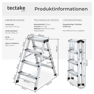 Doppelseitige Aluminium Trittleiter